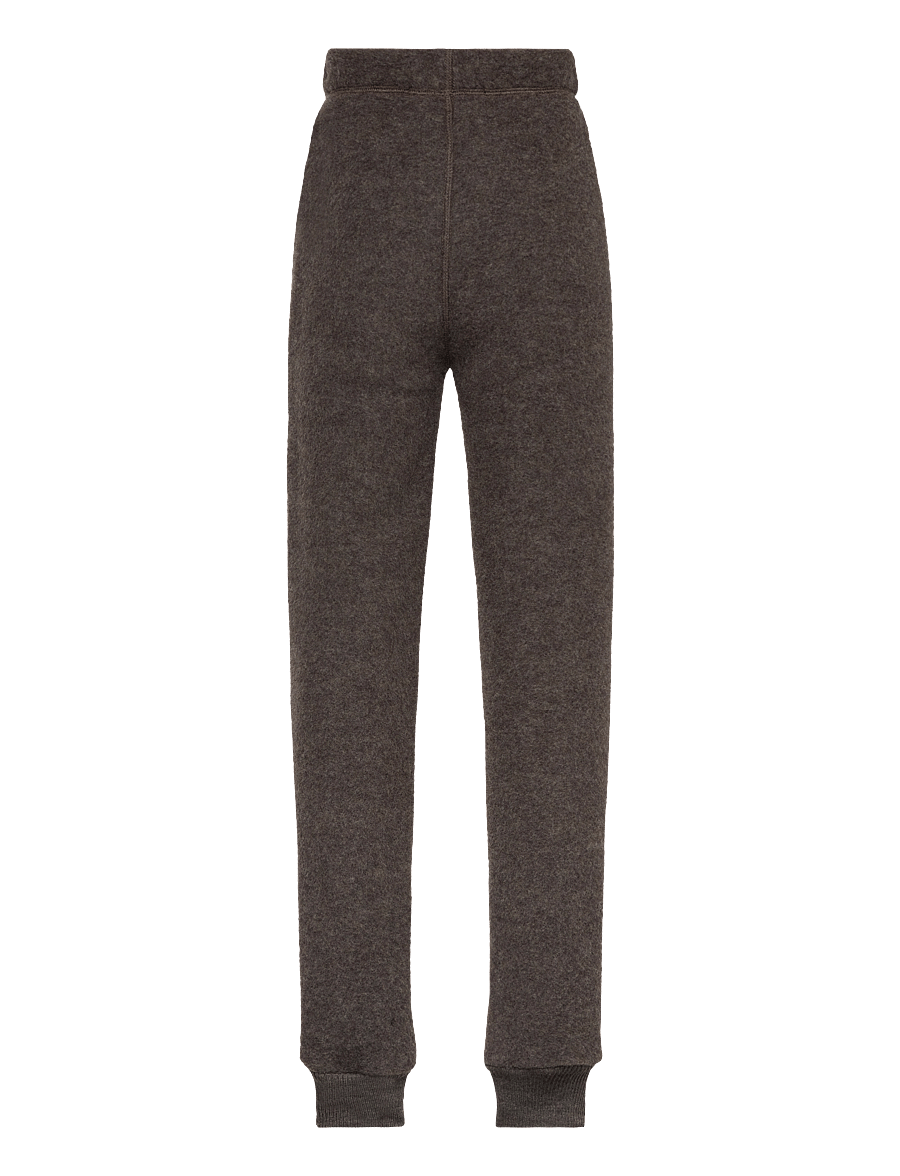 mikk-line - WOOL Pants - fliispüksid - dark brown melange - 2