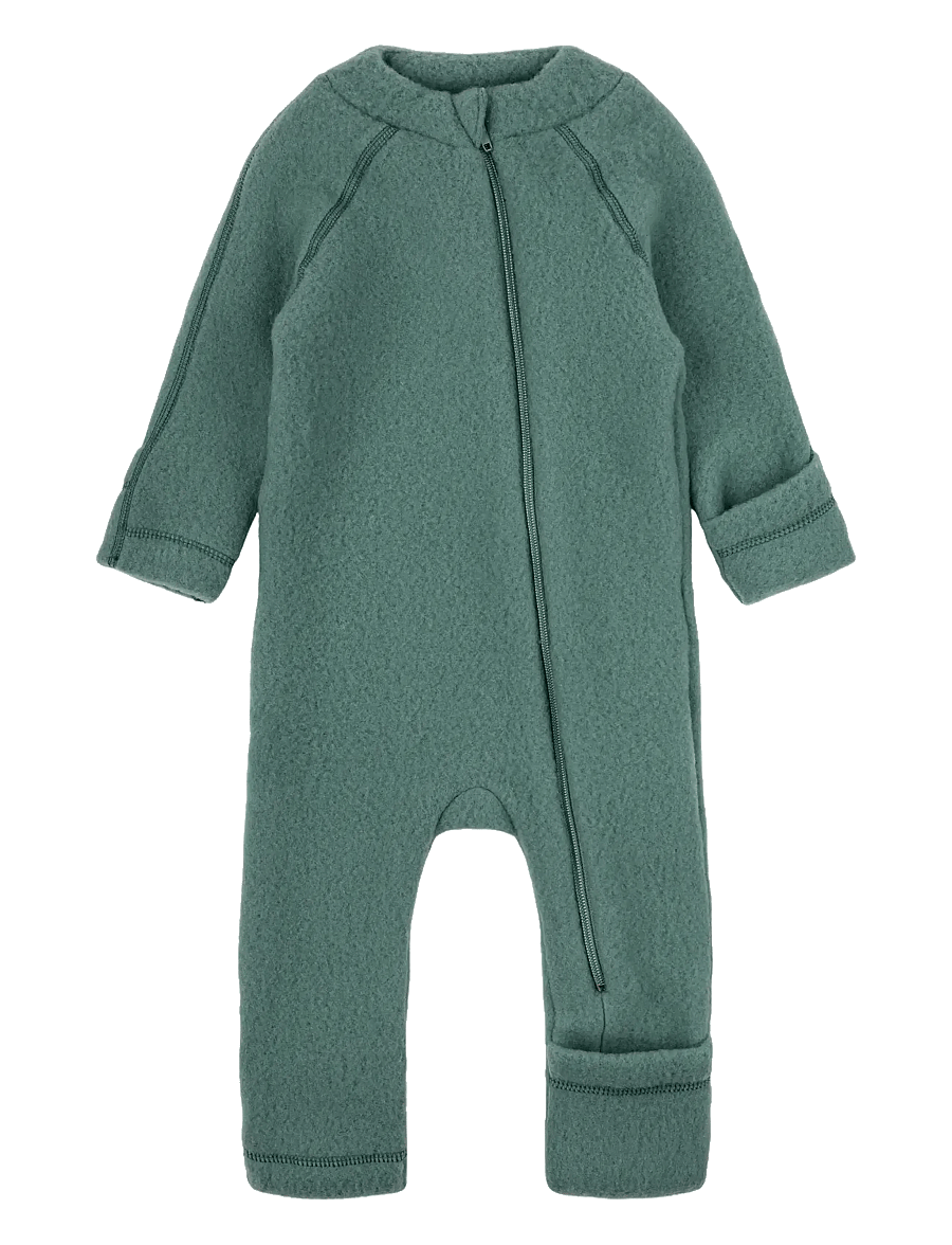 mikk-line - Wool Baby Suit - fliiskombinesoonid - balsam green - 0
