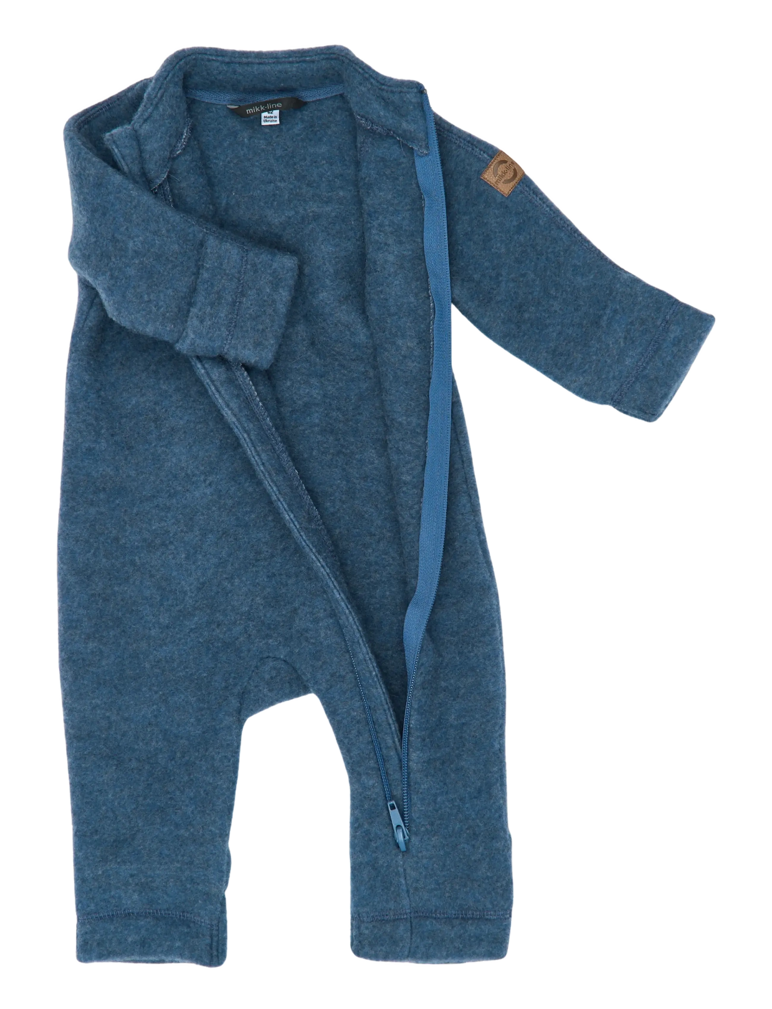 mikk-line - Wool Baby Suit - fleece coveralls - blue melange - 2