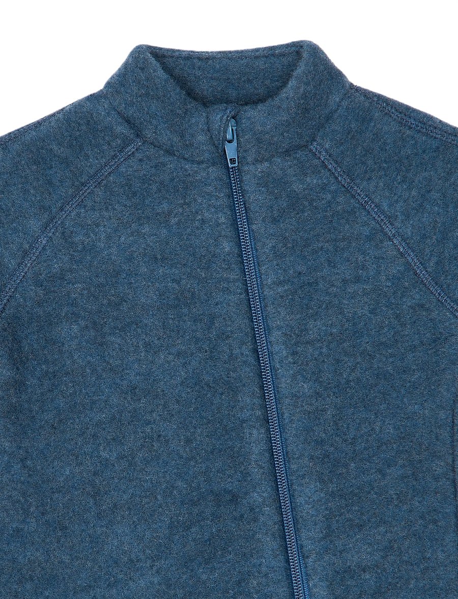 mikk-line - Wool Baby Suit - fleece coveralls - blue melange - 3