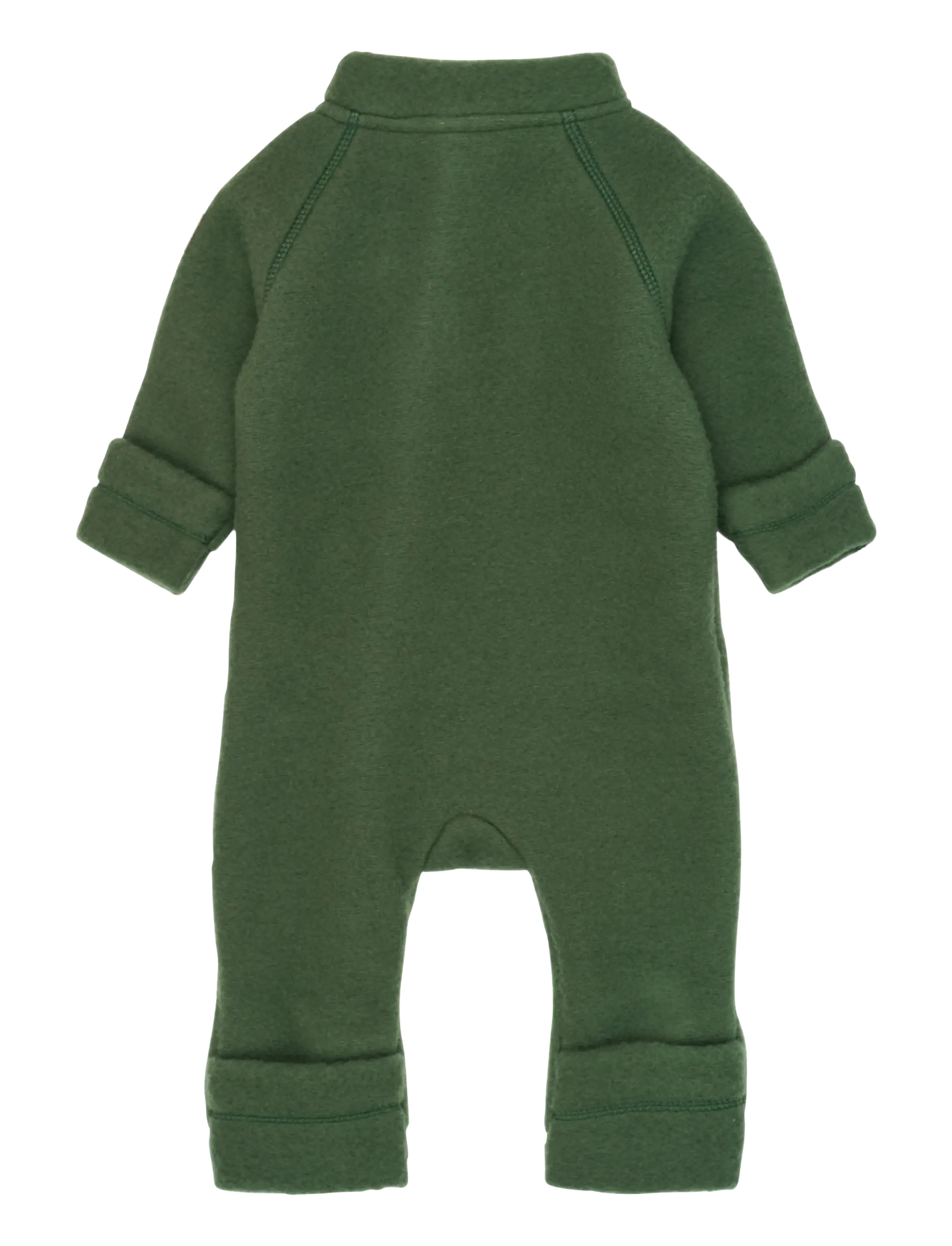 mikk-line - Wool Baby Suit - fleece coveralls - kombu green - 1
