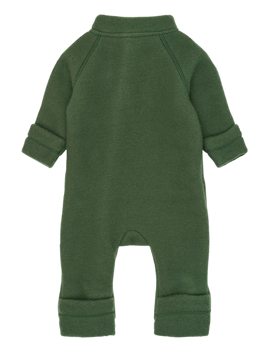 mikk-line - Wool Baby Suit - fleece coveralls - kombu green - 1