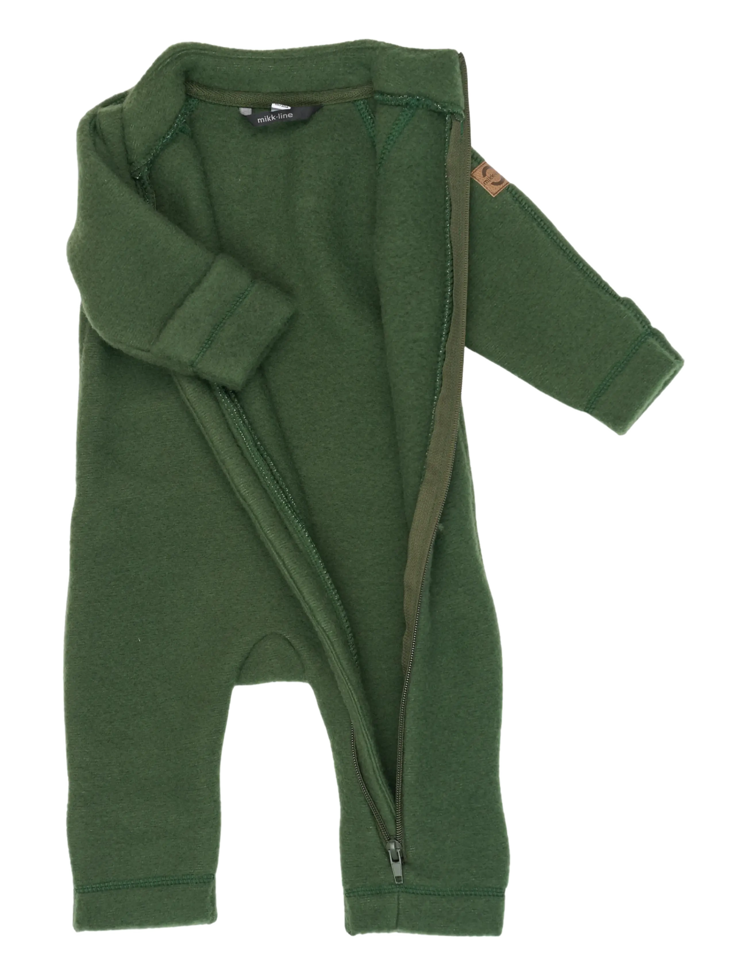mikk-line - Wool Baby Suit - fleece coveralls - kombu green - 2