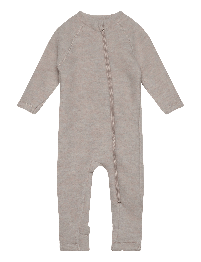 mikk-line - Wool Baby Suit - fleece overalls - melange offwhite - 0