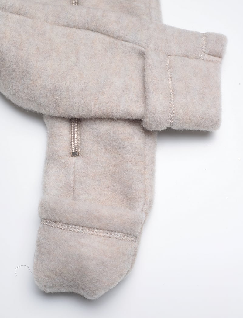 mikk-line - Wool Baby Suit - fleece overalls - melange offwhite - 4