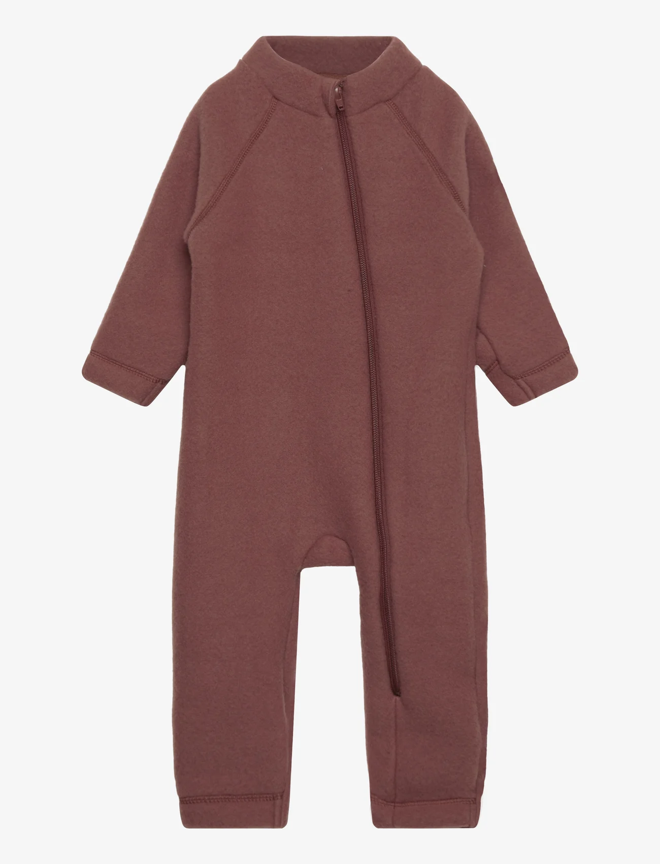 mikk-line - Wool Baby Suit - fleece coveralls - mink - 0