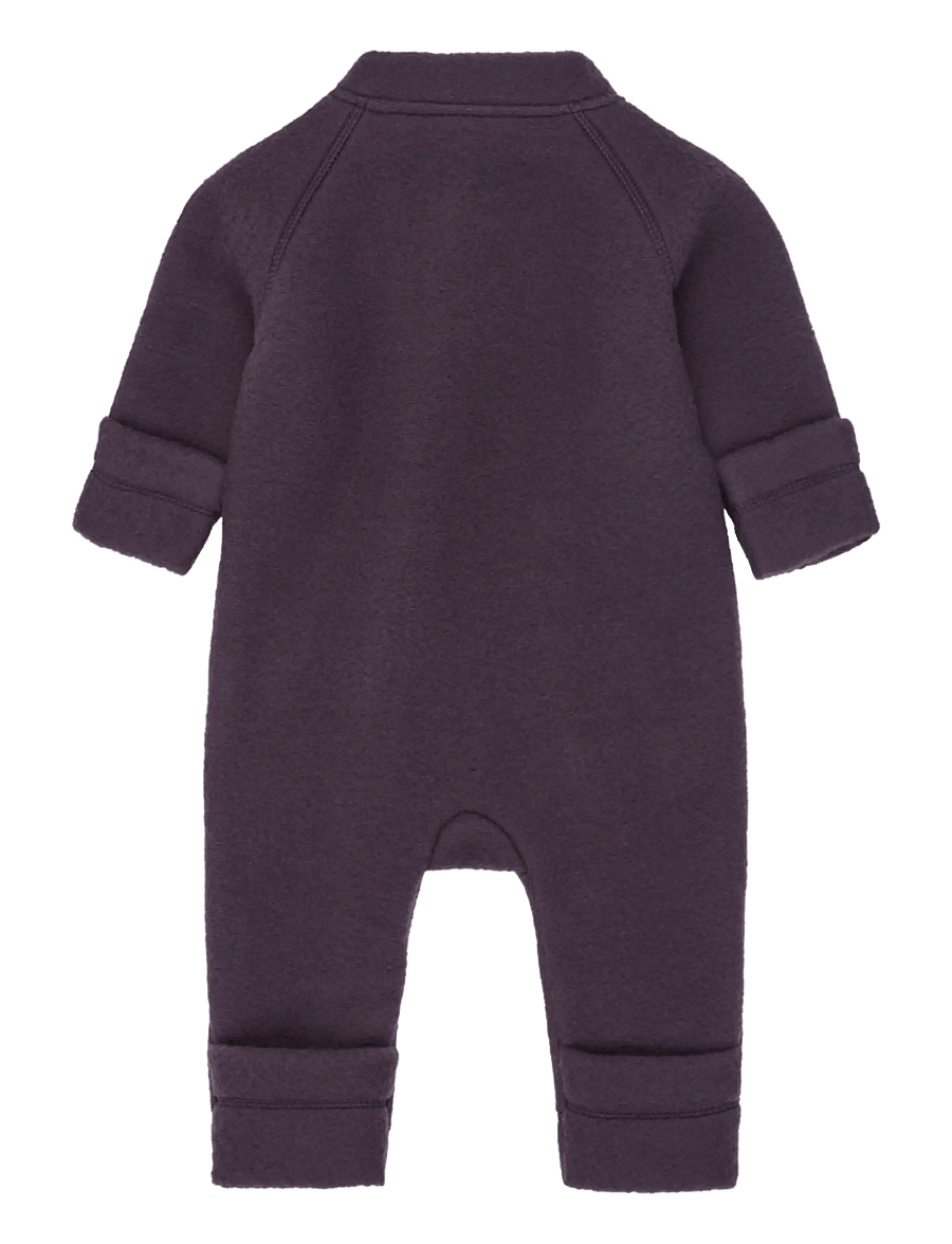 mikk-line - Wool Baby Suit - fleece coveralls - plum perfect - 1