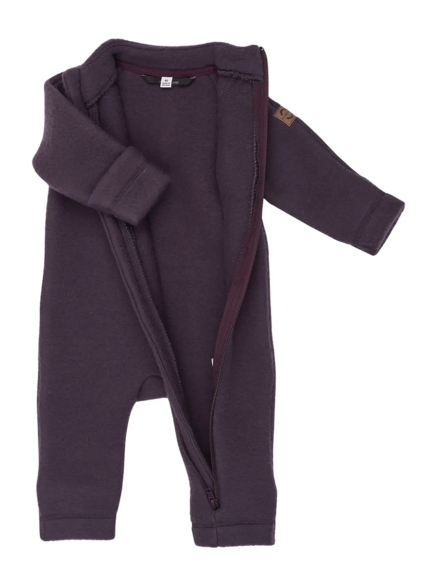 mikk-line - Wool Baby Suit - fleece coveralls - plum perfect - 2