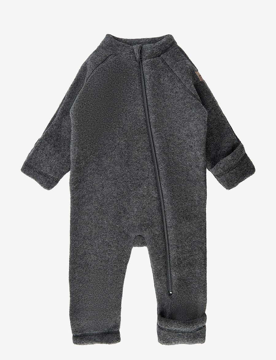 mikk-line - Wool Baby Suit - fliiskombinesoonid - anthracite melange - 3
