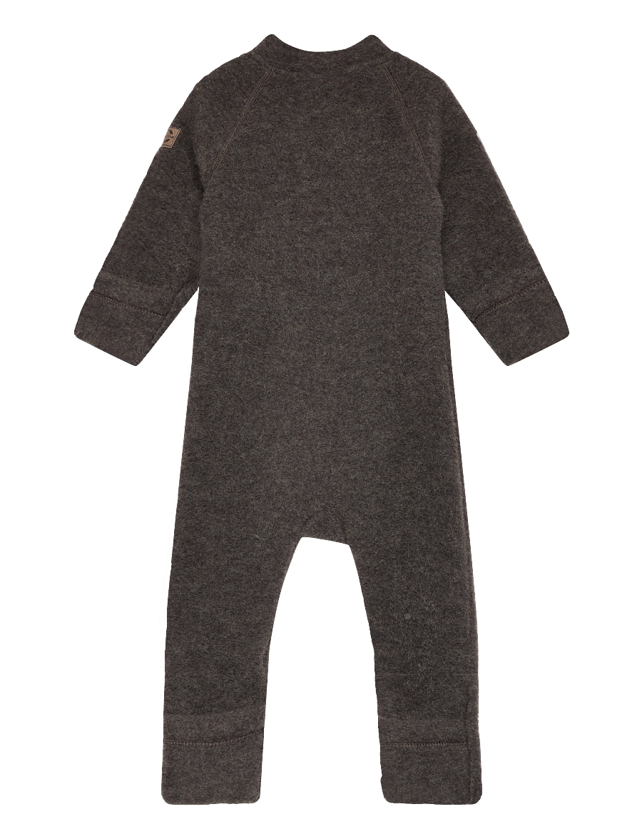 mikk-line - Wool Baby Suit - fliiskombinesoonid - dark brown melange - 2
