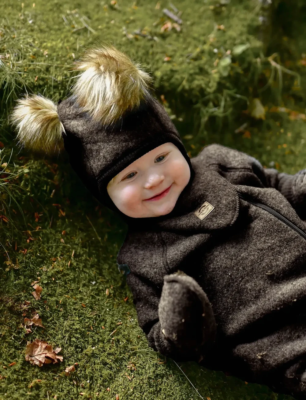 mikk-line - Wool Baby Suit - fleeceoveraller - dark brown melange - 0