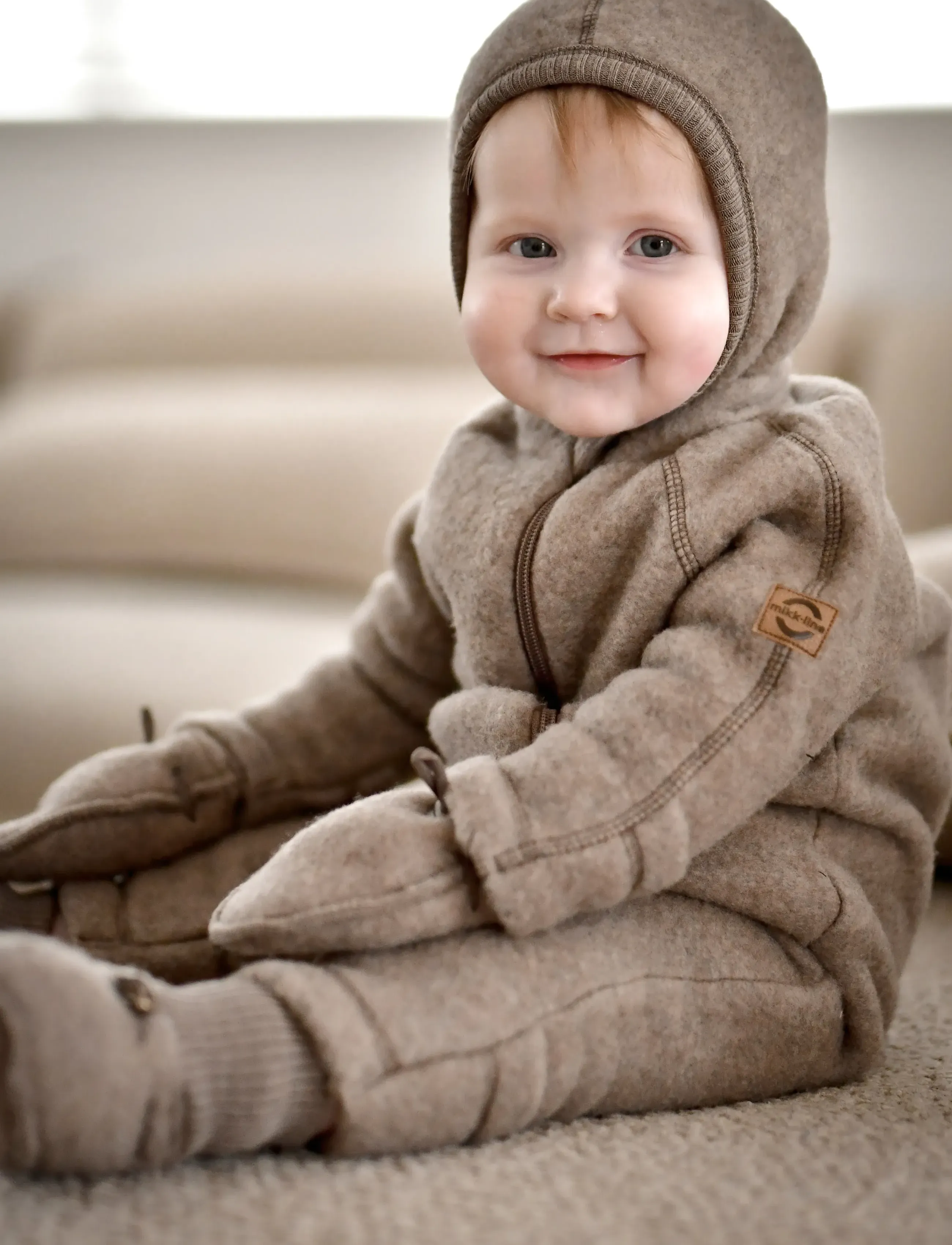 mikk-line Wool Baby Suit, Børn, Uld Babyheldragt, Beige, Str: 86