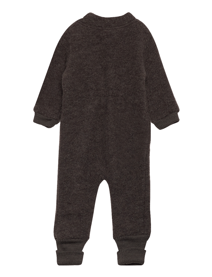 mikk-line - Wool Suit w Rib - fleece overalls - dark brown melange - 1