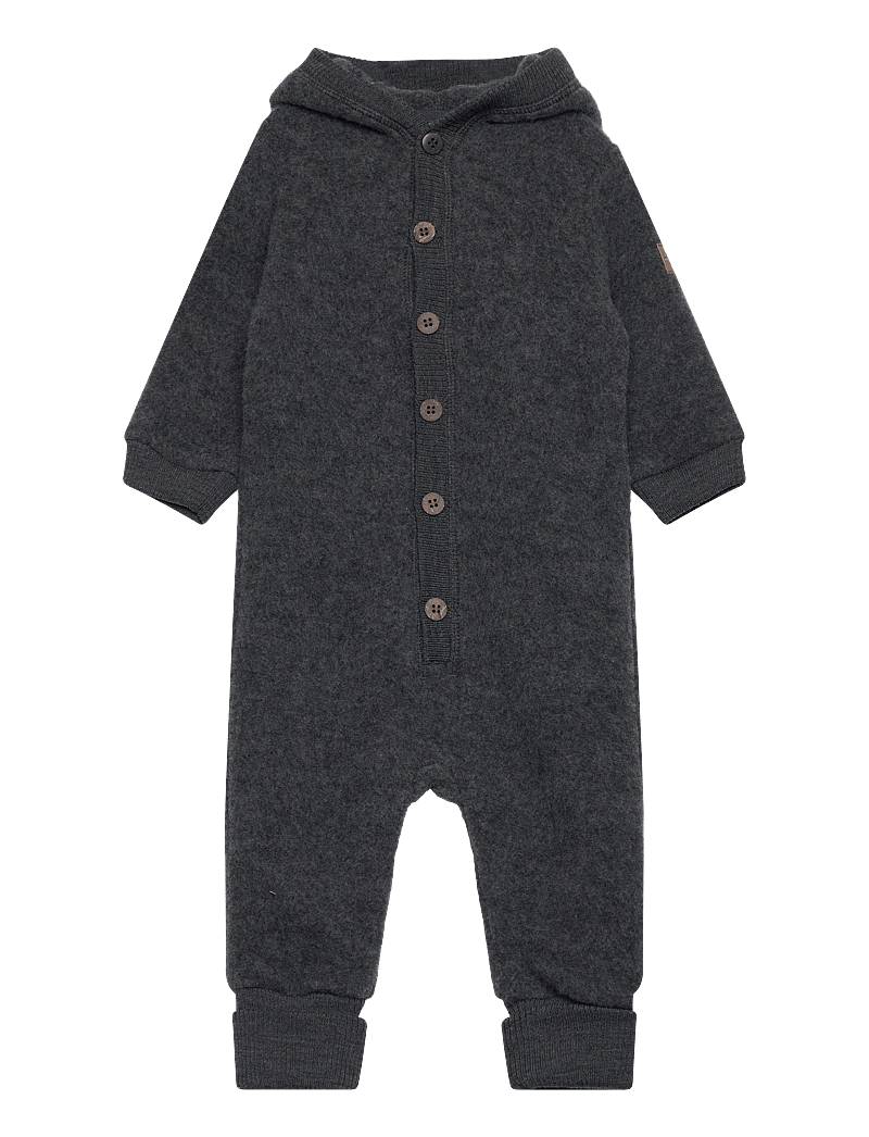 mikk-line - Wool Baby Suit w. Hood - alusriided beebidele - anthracite melange - 0