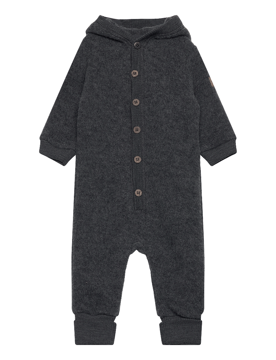 mikk-line - Wool Baby Suit w. Hood - funkionsunterwäsche - baby - anthracite melange - 0