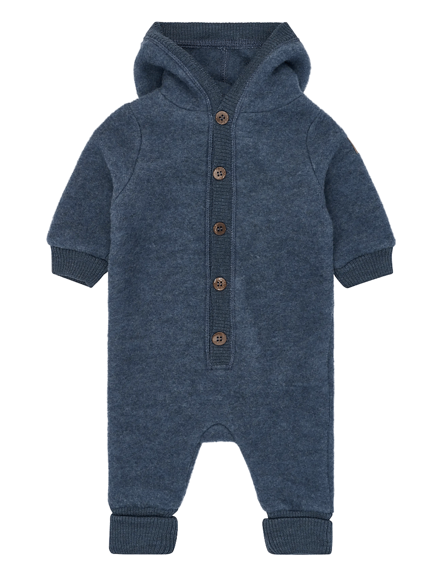 mikk-line - Wool Baby Suit w. Hood - funkionsunterwäsche - baby - blue melange - 0