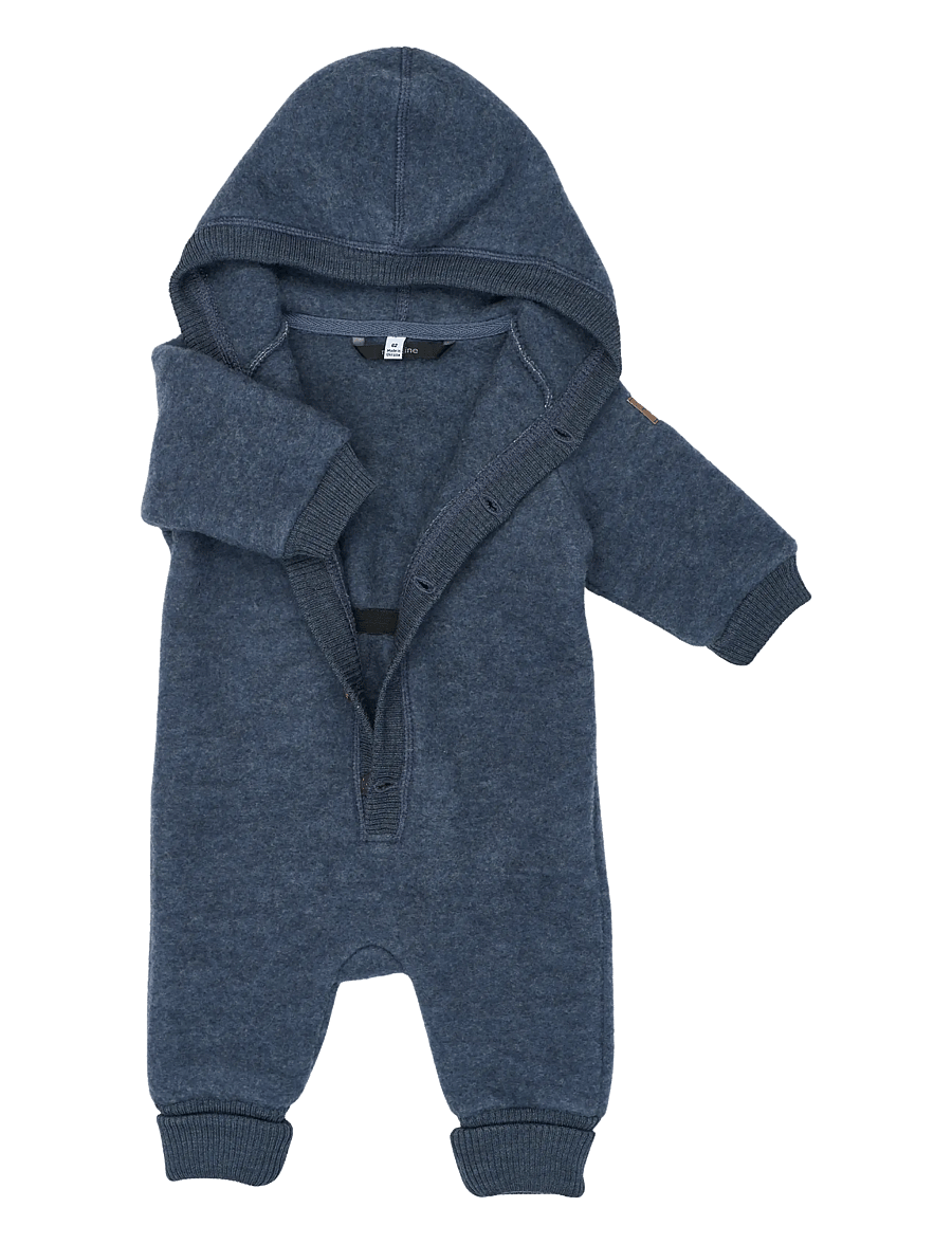 mikk-line - Wool Baby Suit w. Hood - funkionsunterwäsche - baby - blue melange - 2