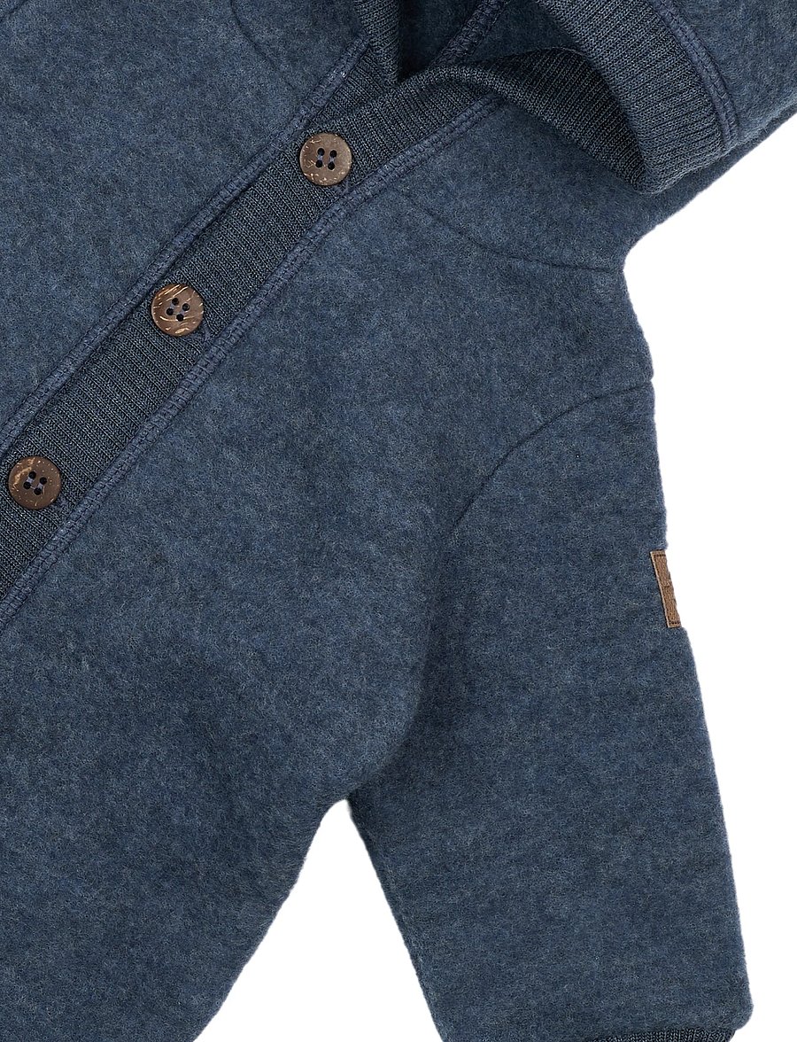 mikk-line - Wool Baby Suit w. Hood - funkionsunterwäsche - baby - blue melange - 4