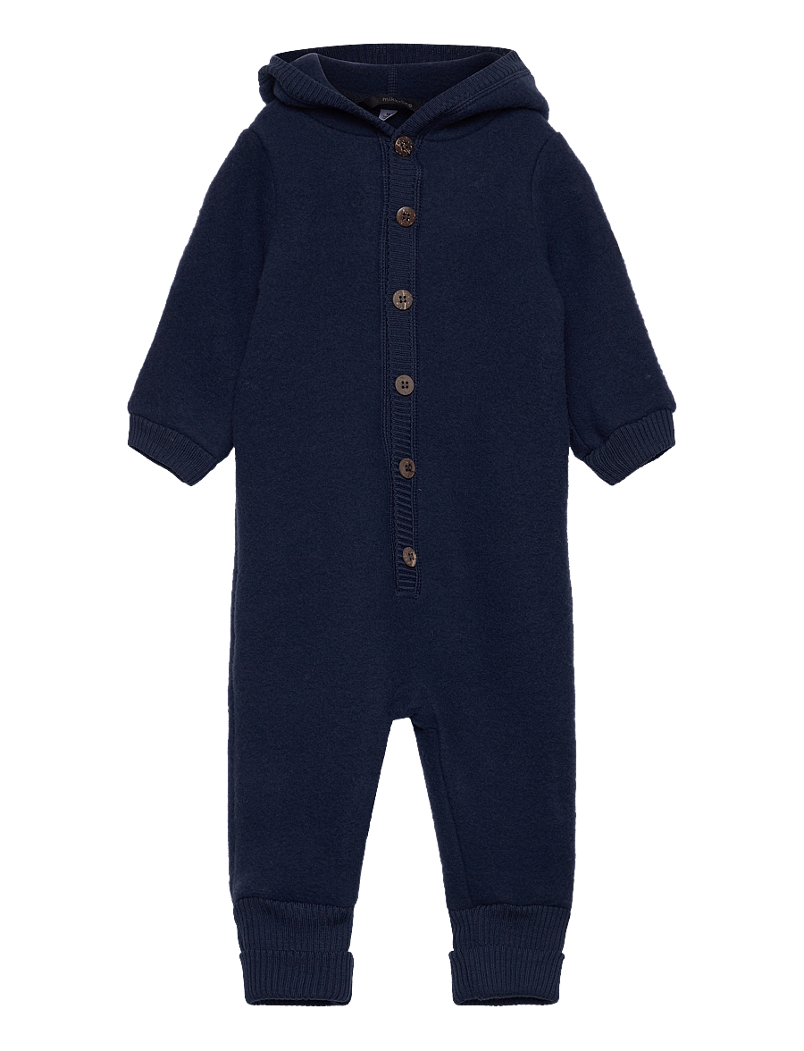 mikk-line - Wool Baby Suit w. Hood - funkionsunterwäsche - baby - blue nights - 0