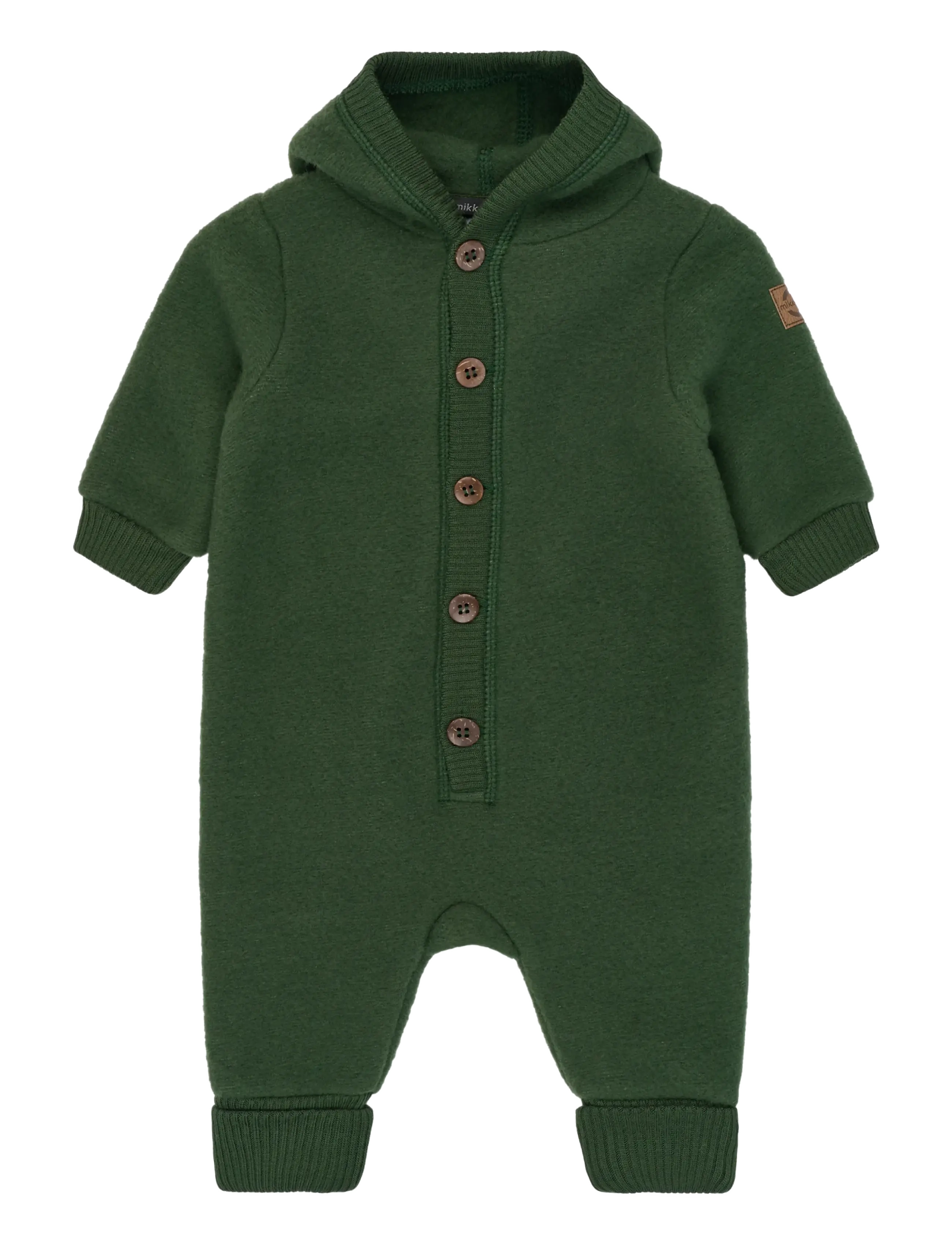 mikk-line Wool Baby Suit w. Hood - mikk-line - KOMBU GREEN / green