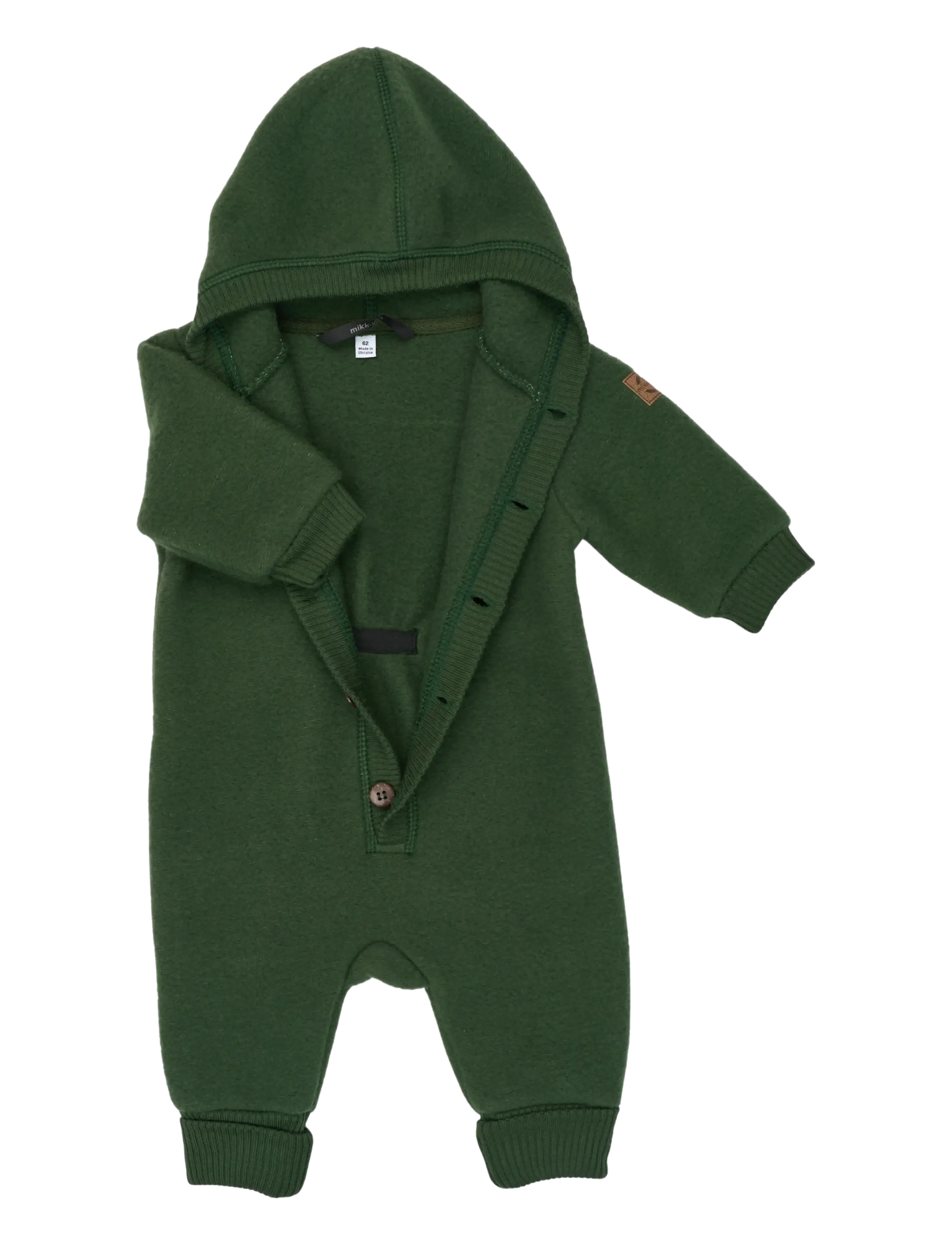 mikk-line - Wool Baby Suit w. Hood - beebi alusriided - kombu green - 2