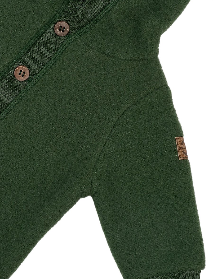 mikk-line - Wool Baby Suit w. Hood - beebi alusriided - kombu green - 4