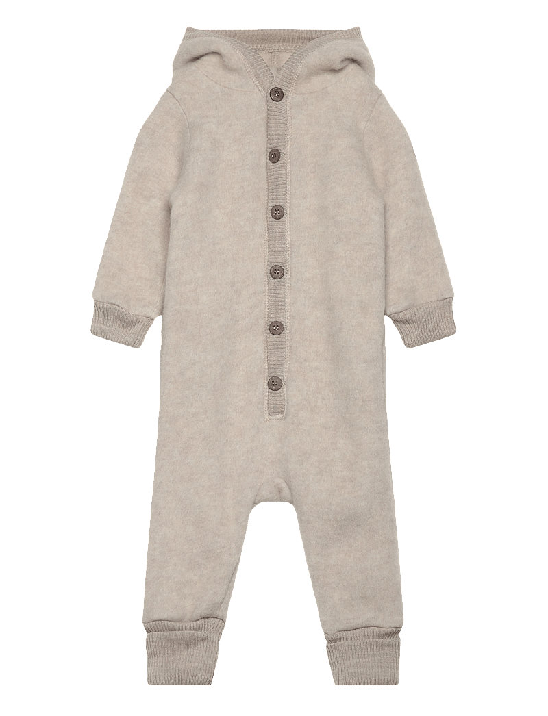 mikk-line - Wool Baby Suit w. Hood - underställ baby - melange offwhite - 0