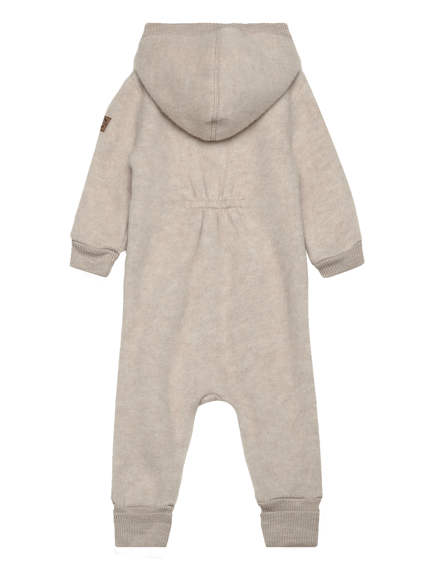 mikk-line - Wool Baby Suit w. Hood - alusriided beebidele - melange offwhite - 1