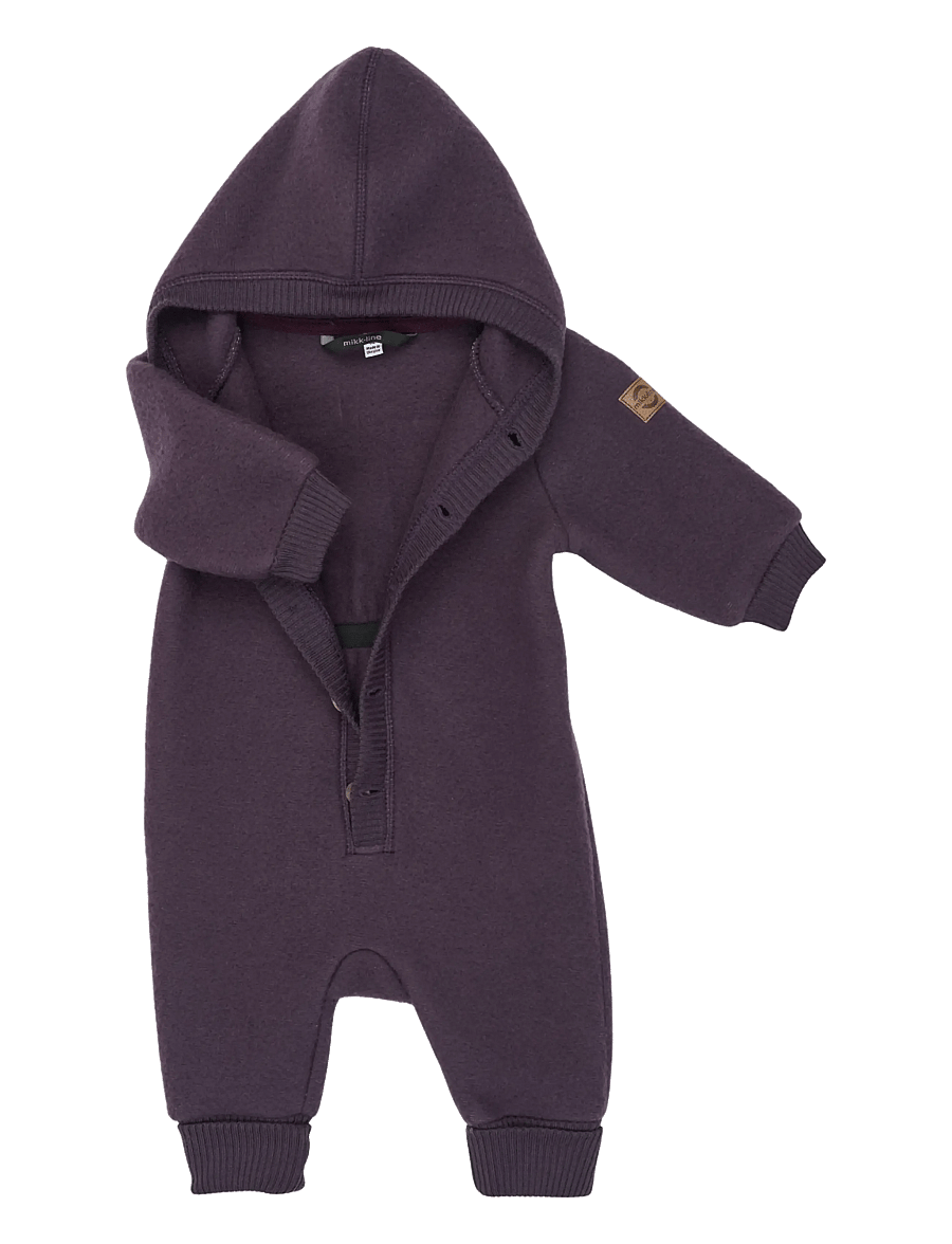 mikk-line - Wool Baby Suit w. Hood - beebi alusriided - plum perfect - 2