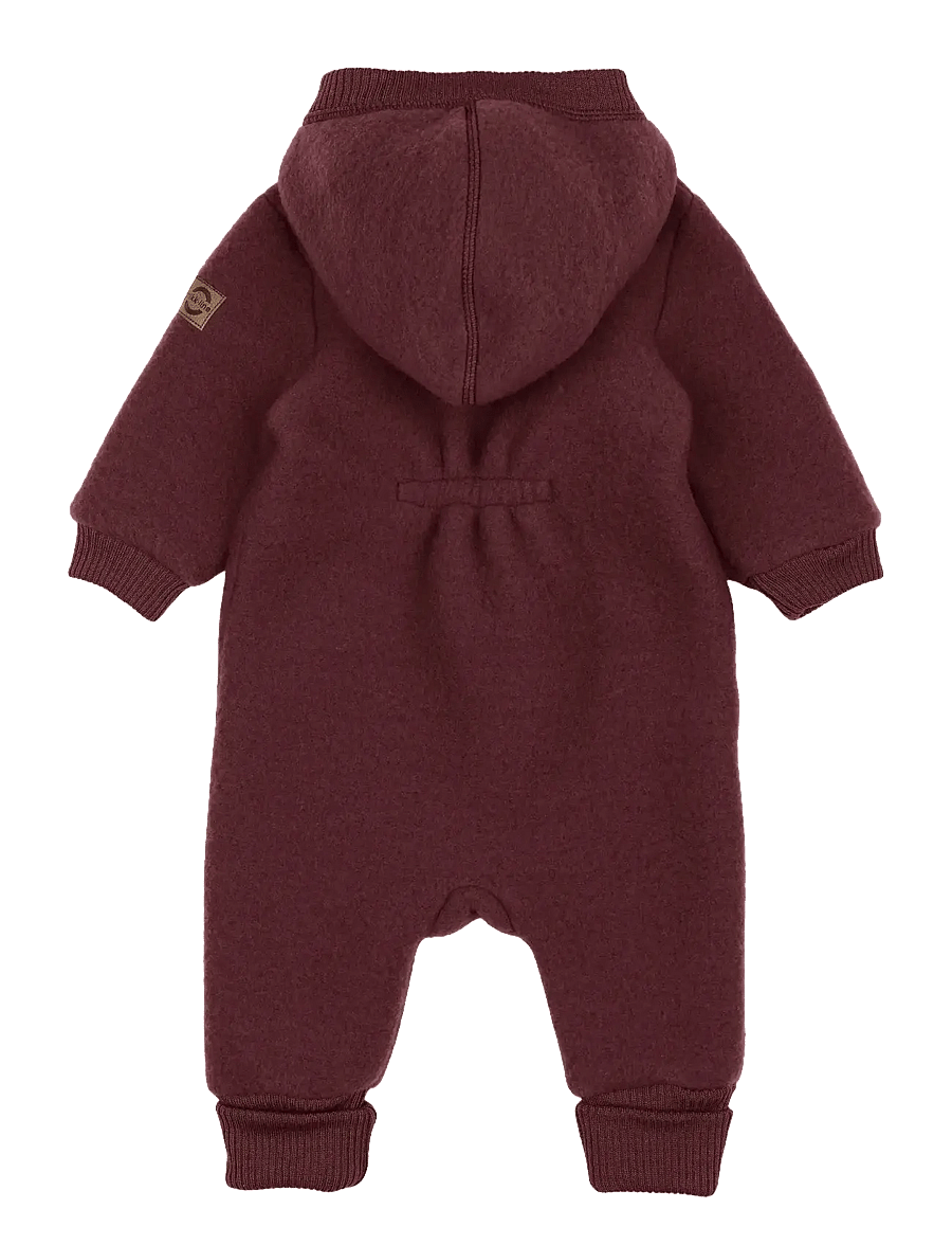 mikk-line - Wool Baby Suit w. Hood - alusriided beebidele - rum raisin - 1