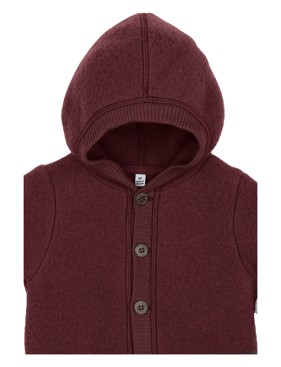 mikk-line - Wool Baby Suit w. Hood - alusriided beebidele - rum raisin - 3