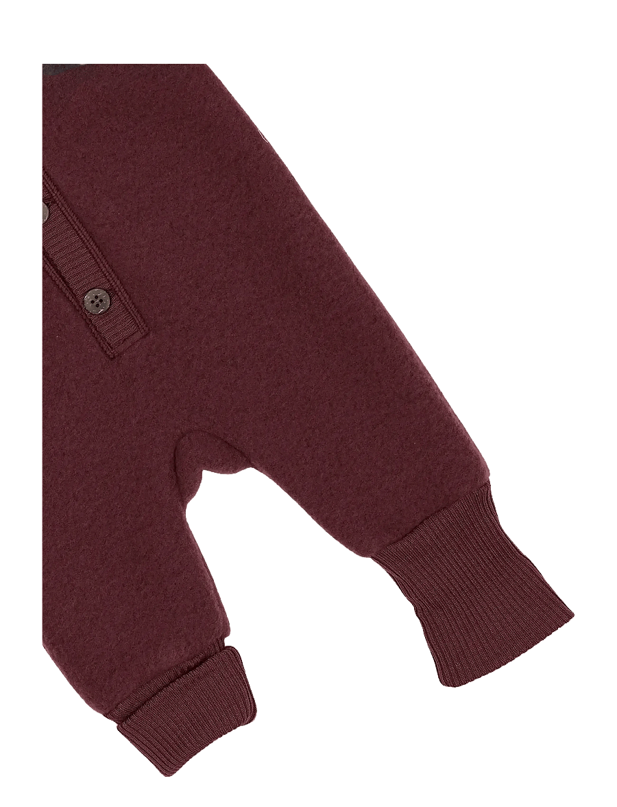mikk-line - Wool Baby Suit w. Hood - alusriided beebidele - rum raisin - 4