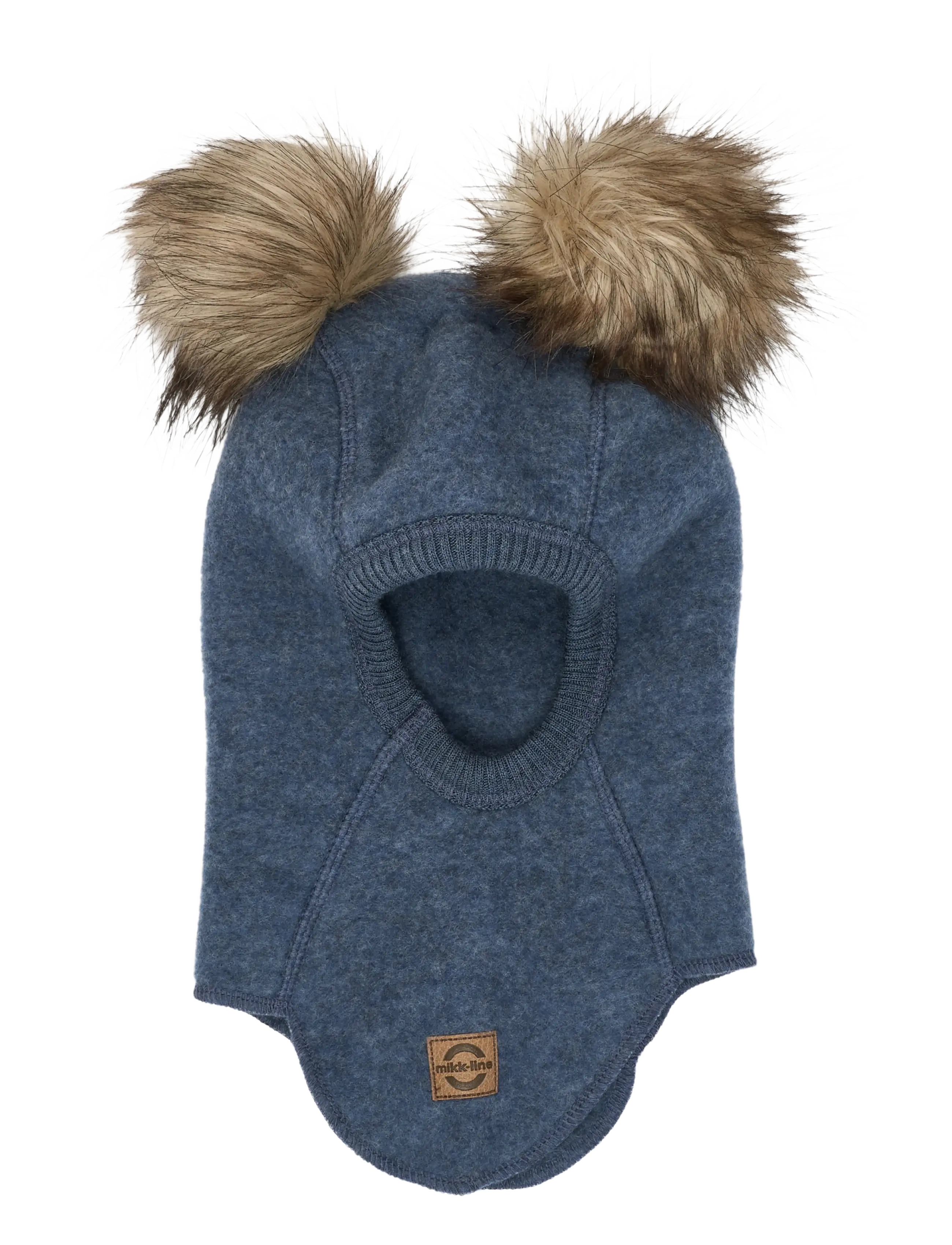 mikk-line Wool Fullface w. Pom Pom - mikk-line - BLUE MELANGE / blue
