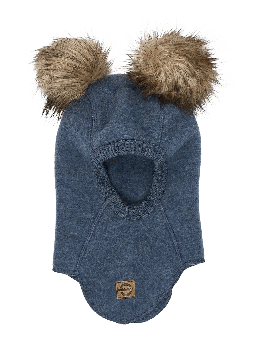 mikk-line - Wool Fullface w. Pom Pom - winteraccessoires - blue melange - 0