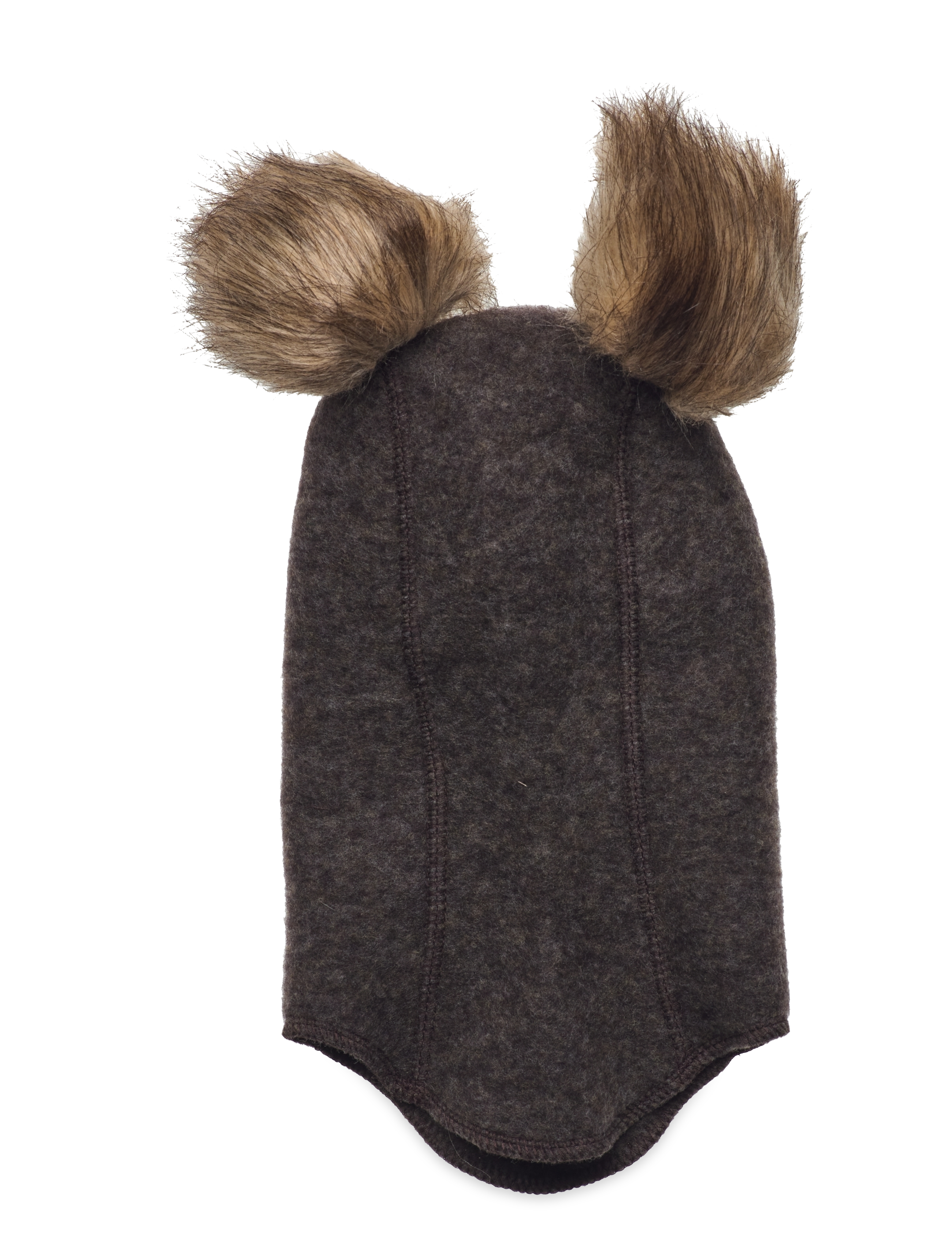 mikk-line - Wool Fullface w. Pom Pom - accessories - dark brown melange - 2