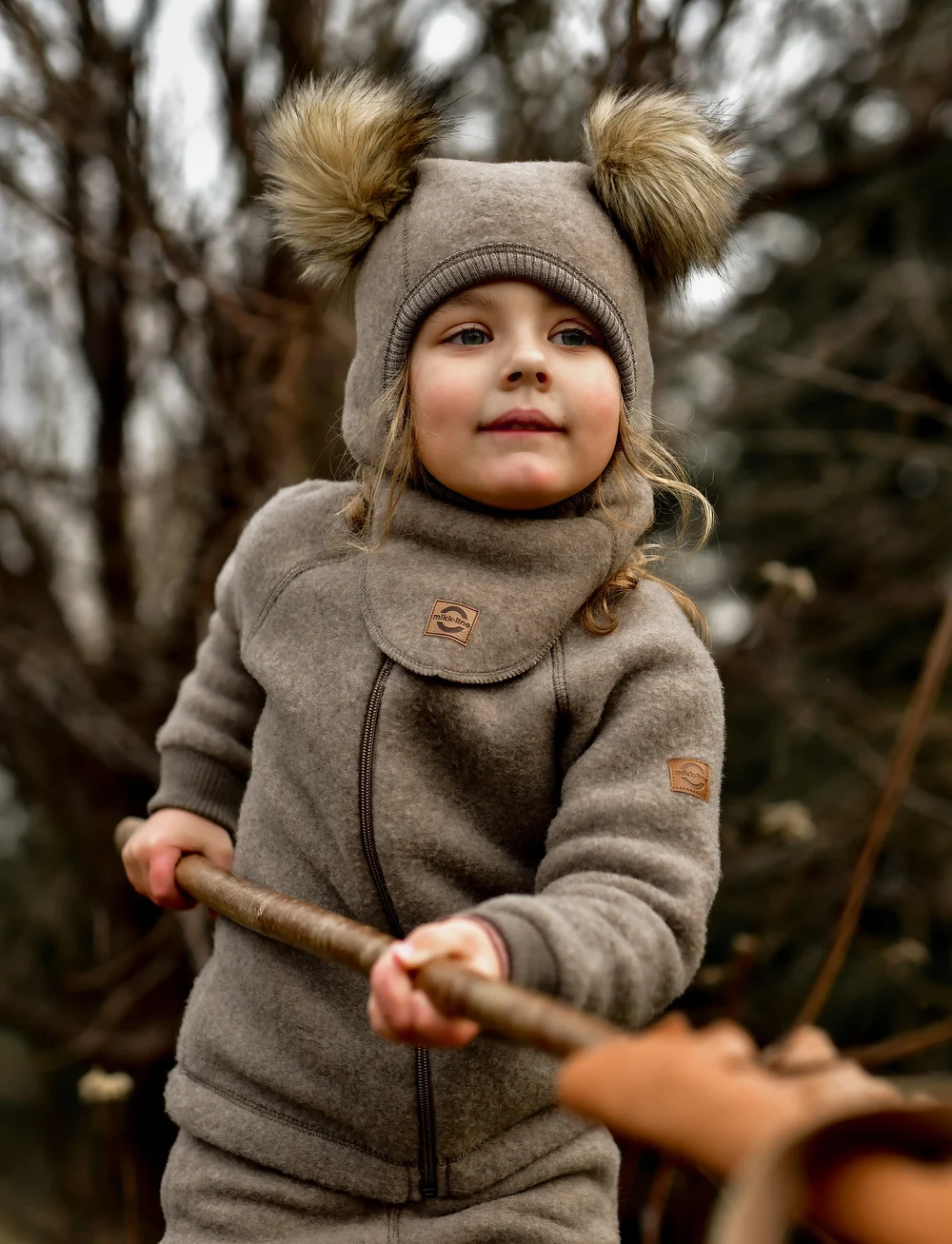 mikk-line - Wool Fullface w. Pom Pom - winter accessories - melange denver - 0