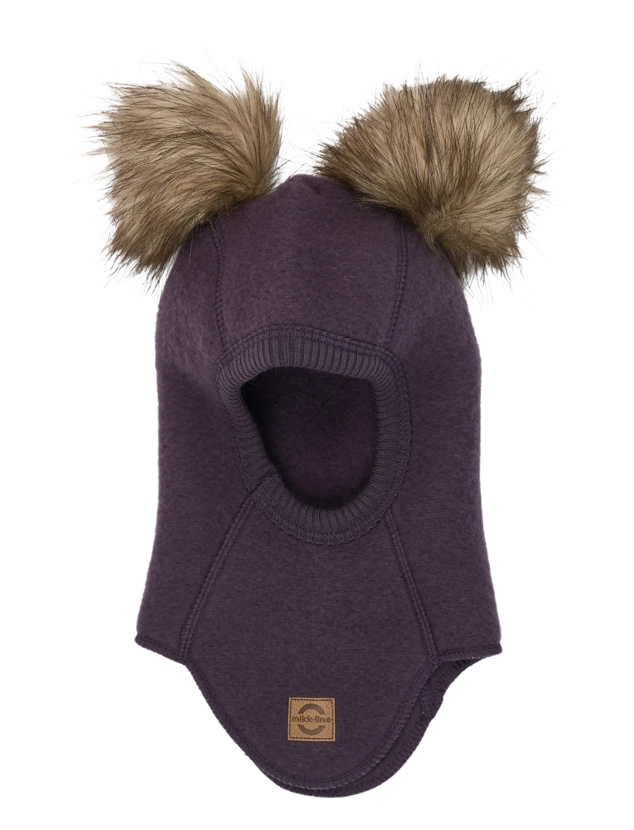 mikk-line Wool Fullface w. Pom Pom - mikk-line - PLUM PERFECT / purple
