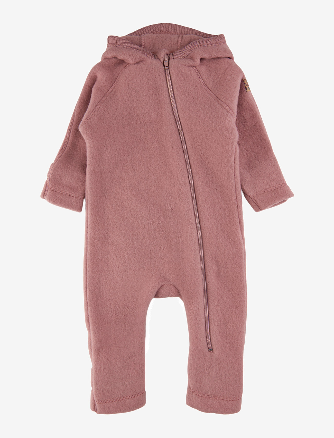 mikk-line - Wool Baby suit w ears - fleece overalls - burlwood - 0