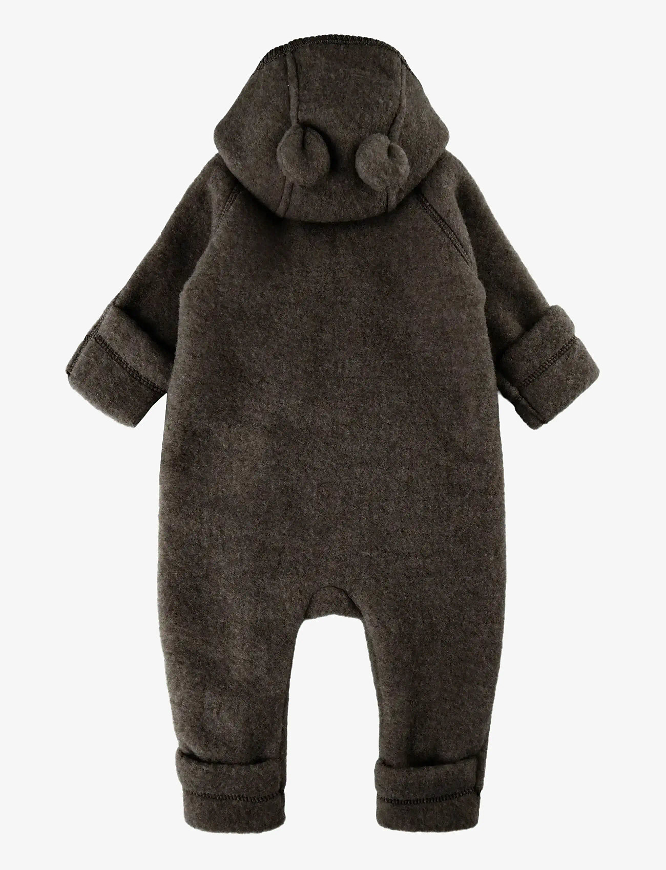 mikk-line - Wool Baby suit w ears - fleeceoveraller - dark brown melange - 1
