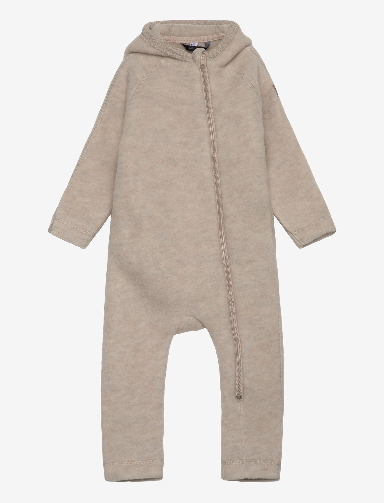 mikk-line - Wool Baby suit w ears - fleece coveralls - melange offwhite - 0