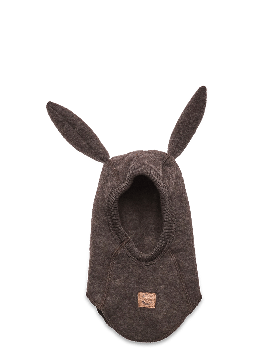 mikk-line - Wool Fullface w Bunny Ears - talveaksessuaarid - dark brown melange - 0