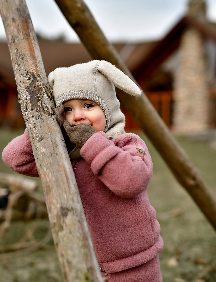 mikk-line - Wool Fullface w Bunny Ears - winteraccessoires - melange offwhite - 0