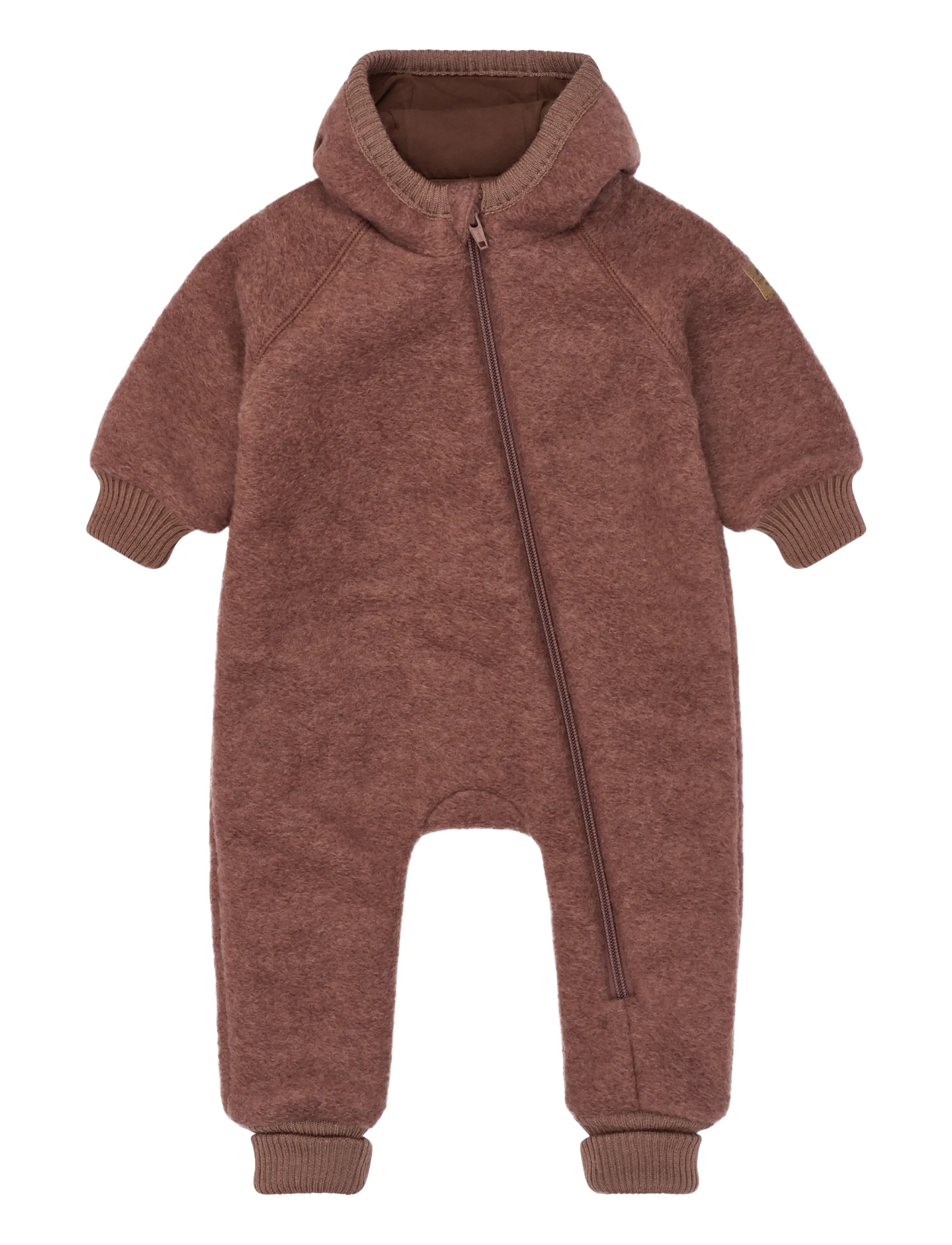 mikk-line Airwool Suit W Ears, 80, Brown, Bodys > Langærmede, Børn
