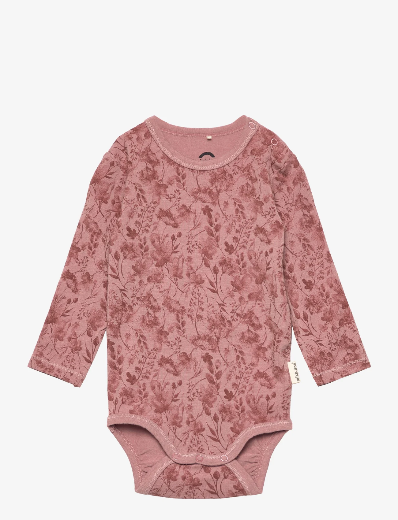 mikk-line - Wool/Bamboo LS Body AOP - rompers met lange mouwen - burlwood - 0