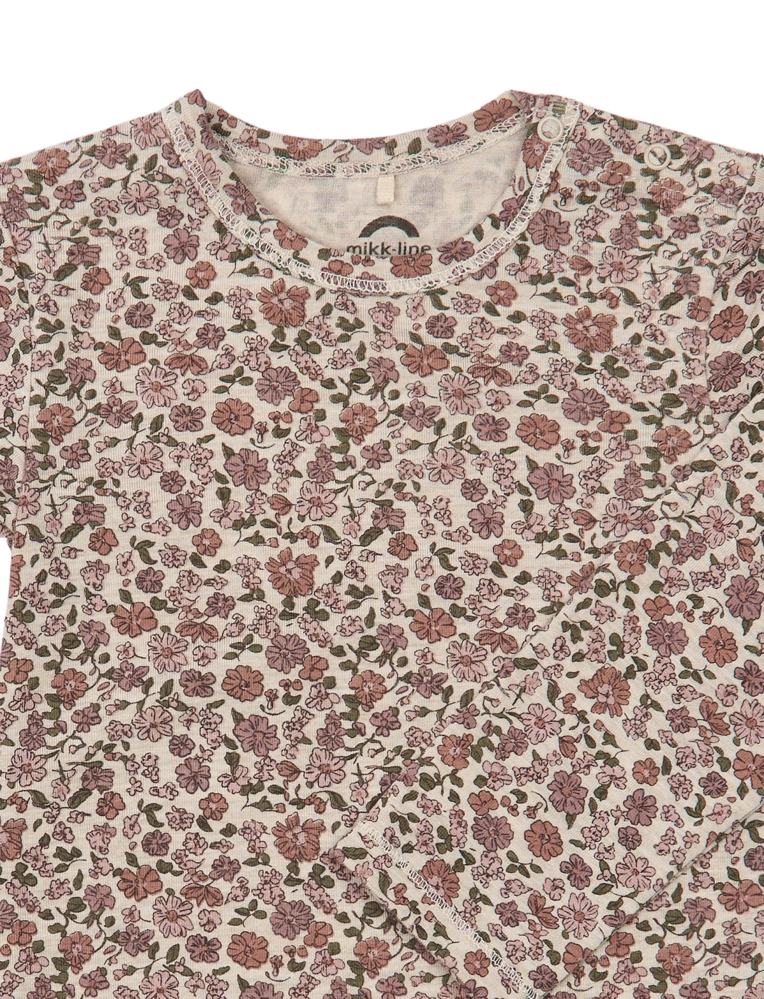 mikk-line - Wool/Bamboo LS Body AOP - långärmade bodies - floral sketch aop - 2