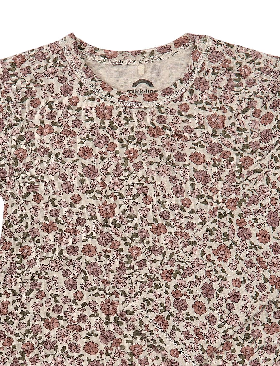 mikk-line - Wool/Bamboo LS Body AOP - långärmade bodies - floral sketch aop - 2