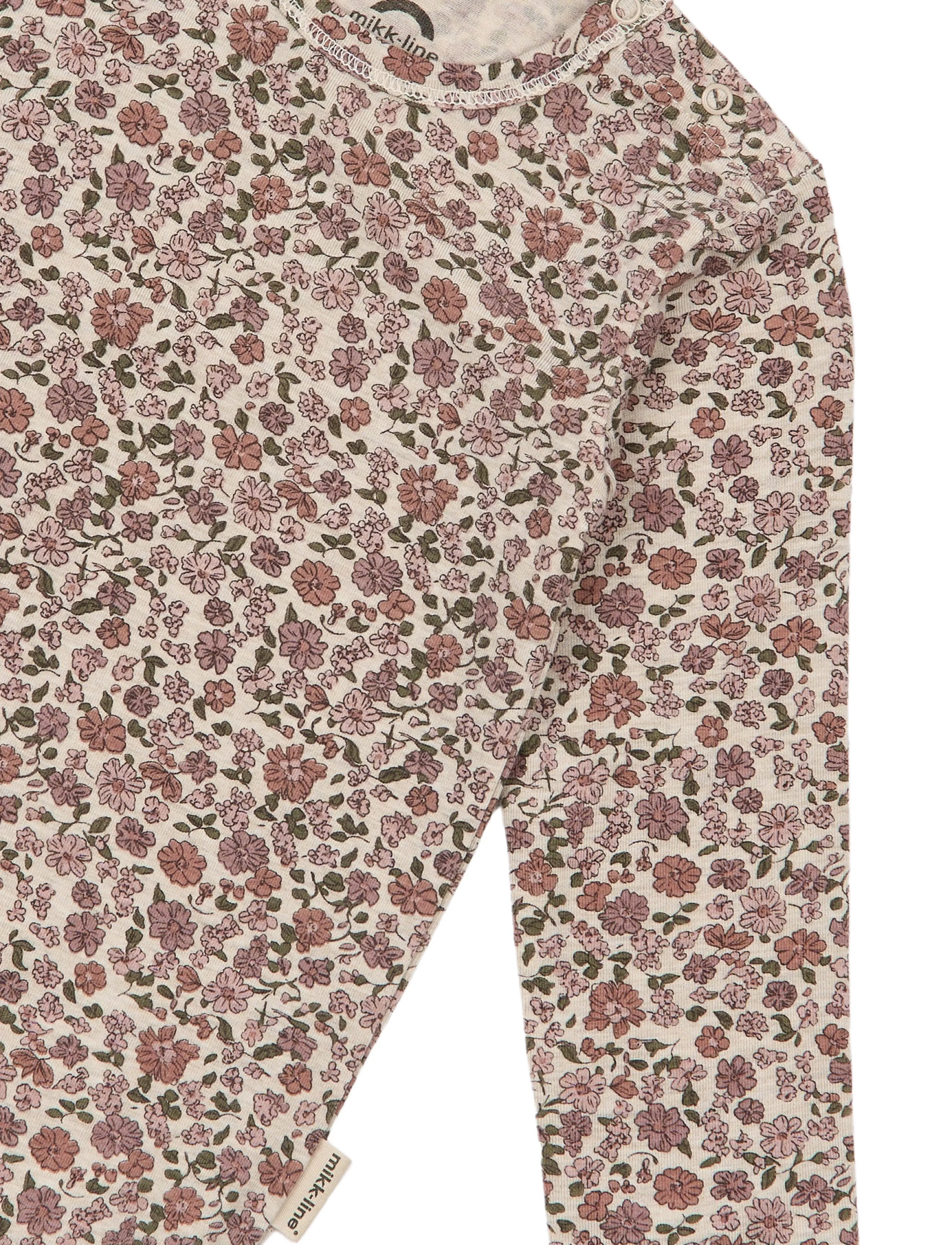 mikk-line - Wool/Bamboo LS Body AOP - långärmade bodies - floral sketch aop - 3
