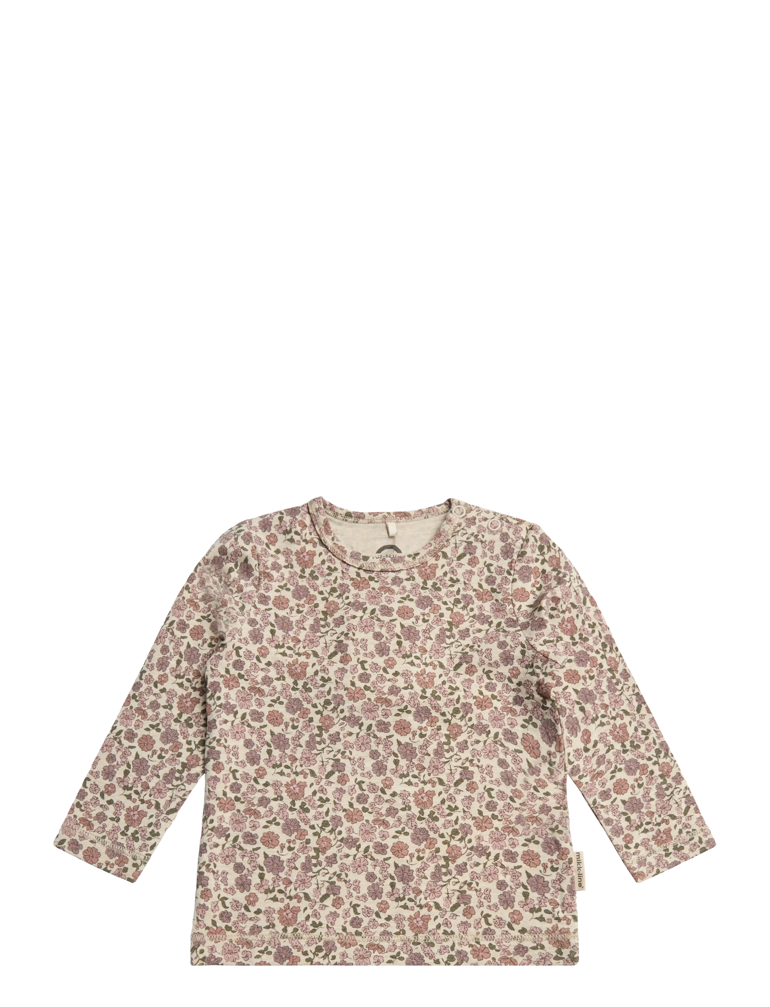 mikk-line Wool/Bamboo LS Top AOP - Uldtøj - FLORAL SKETCH AOP / cream