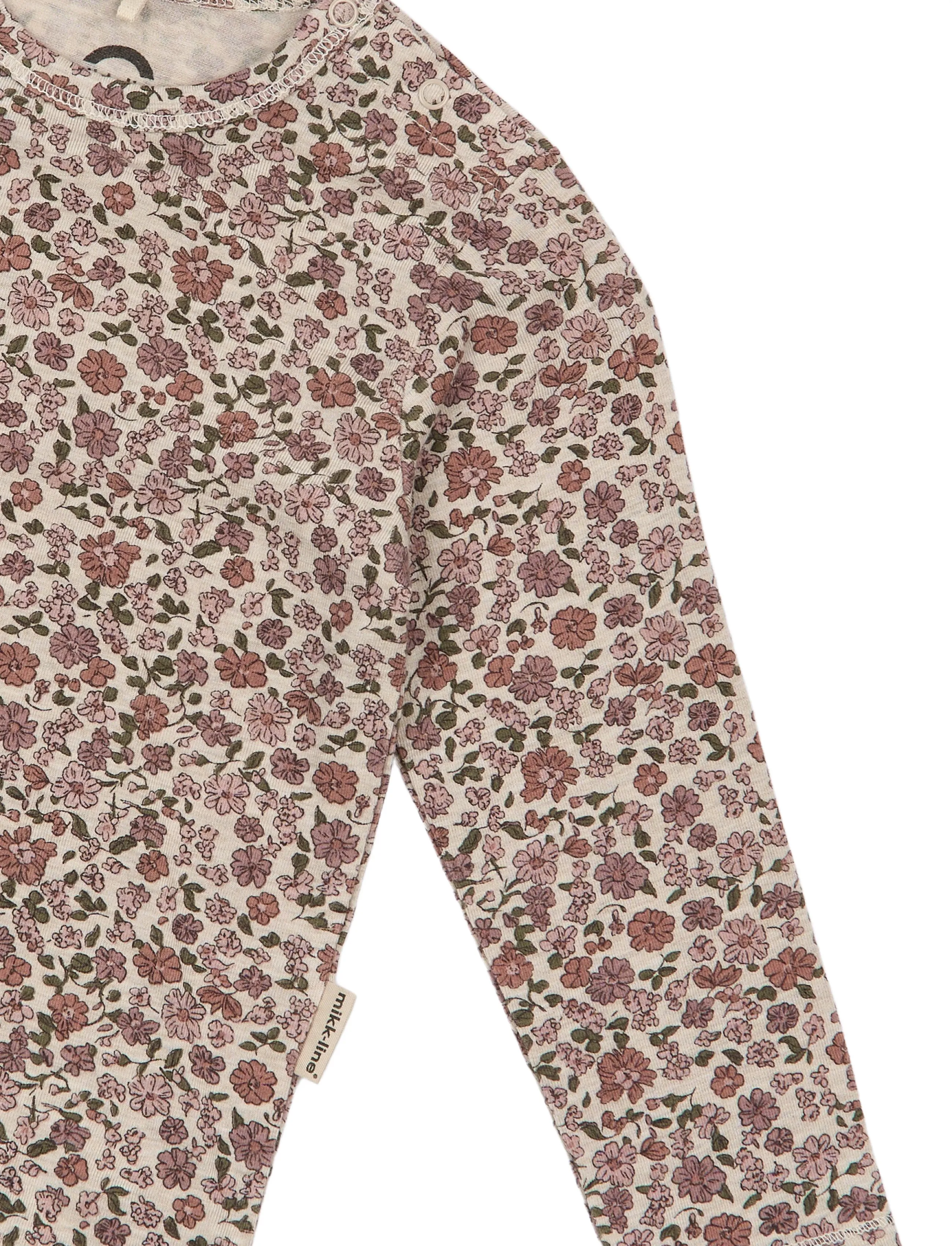 mikk-line - Wool/Bamboo LS Top AOP - floral sketch aop - 2