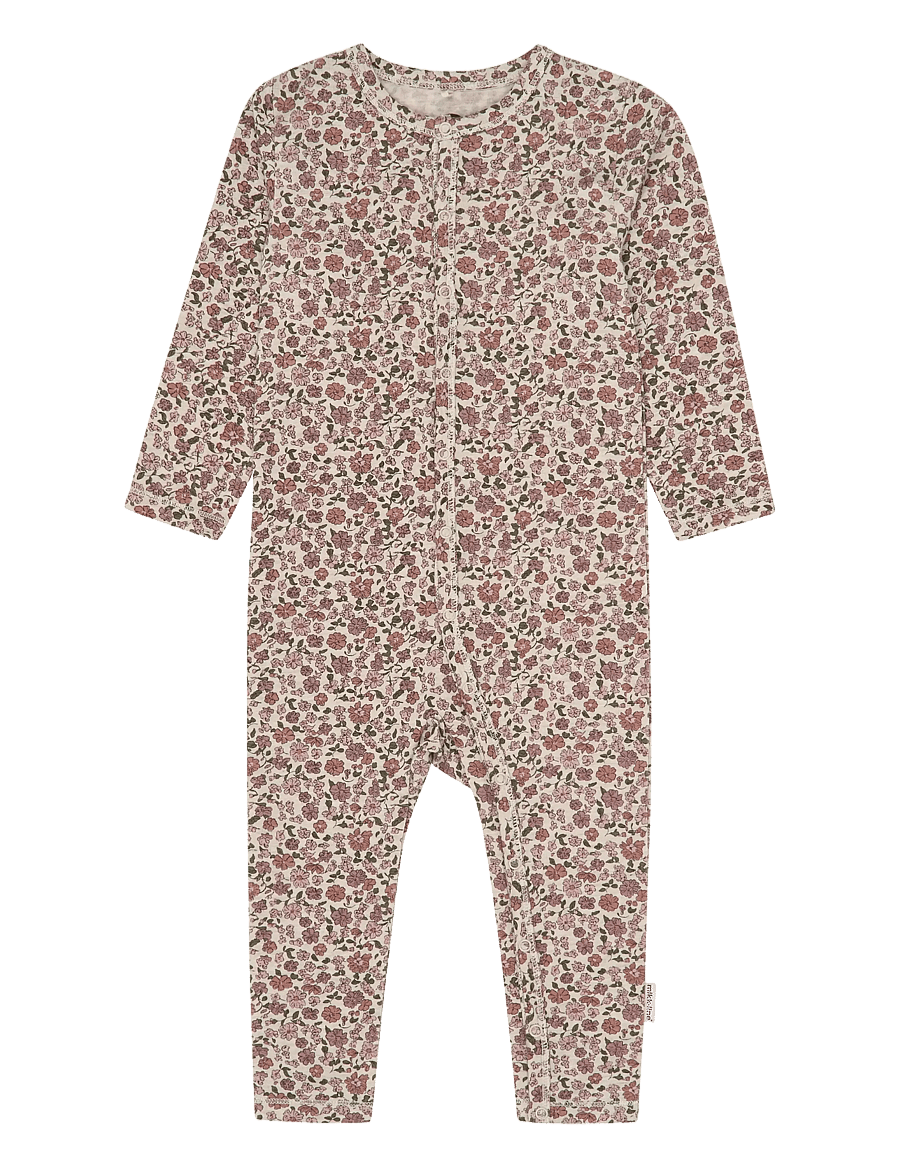 mikk-line - Wool/Bamboo LS Suit AOP - byxdress - floral sketch aop - 0